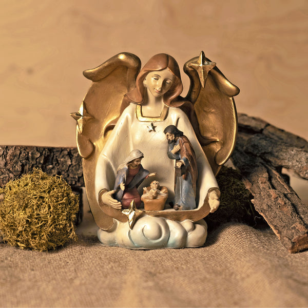 nativity scene resin statue with angel