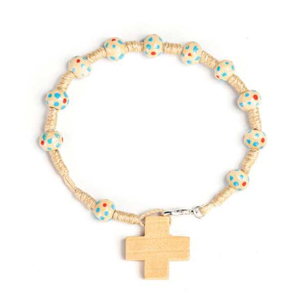 Natural wood rosary bracelet for kids