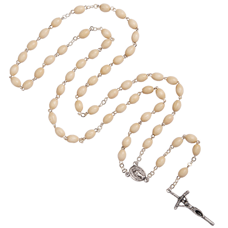White wooden beads rosary