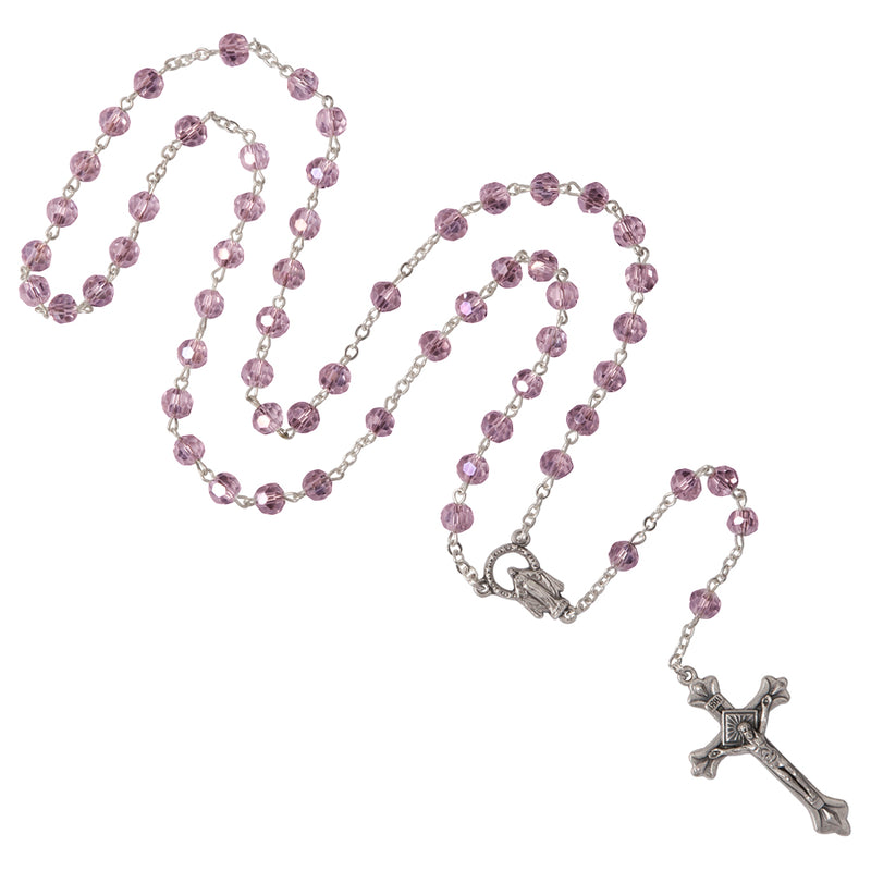 Purple semi-crystal beads rosary