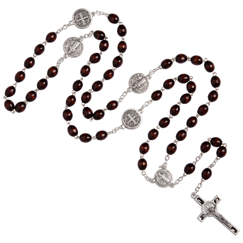St. Benedict medal wood rosary