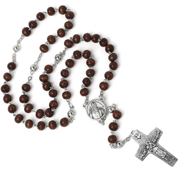 Pope Francis rosary with wooden beads