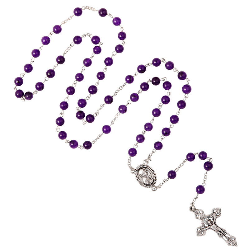 Amethyst beads rosary metal binding