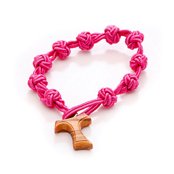 Fucsia cord Tau bracelet