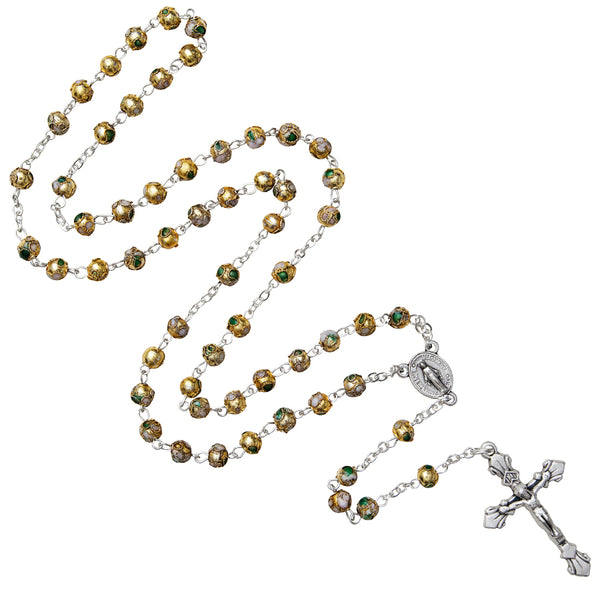 Yellow cloisonné rosary bead