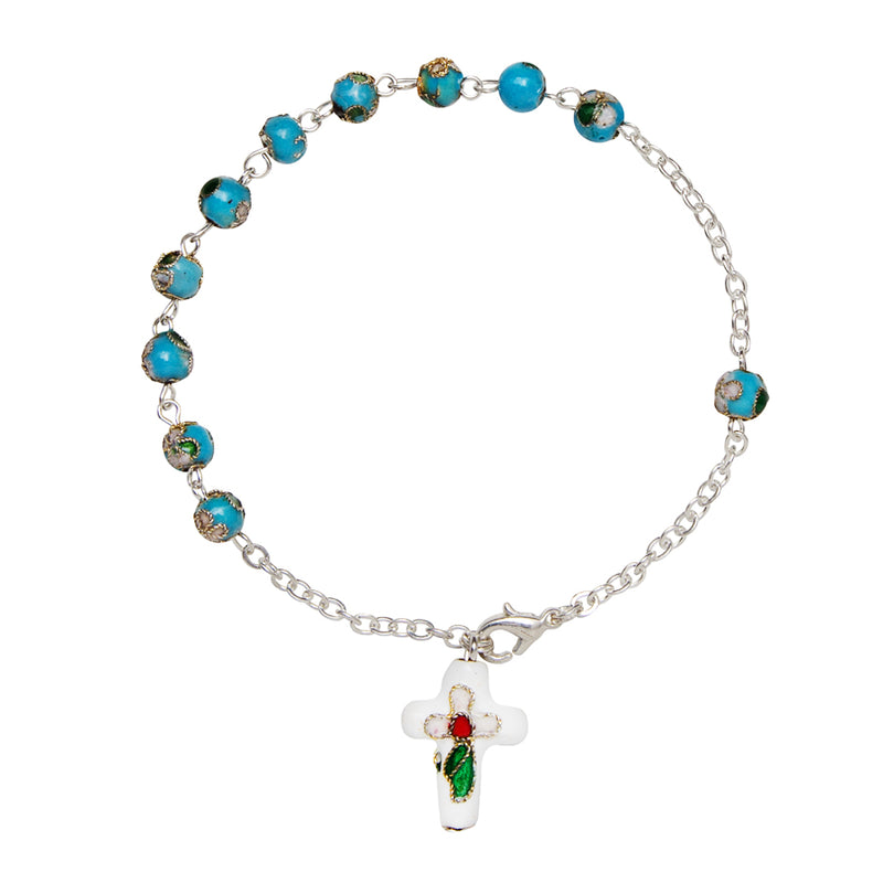 Light blue cloisonné rosary bracelet