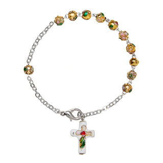 Yellow cloisonné rosary bracelet