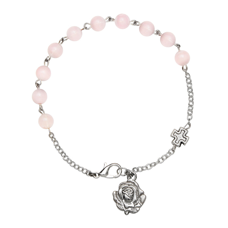 Pink quartz rosary bracelet
