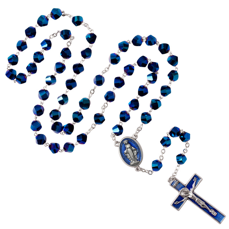 Intense blue crystal beads rosary