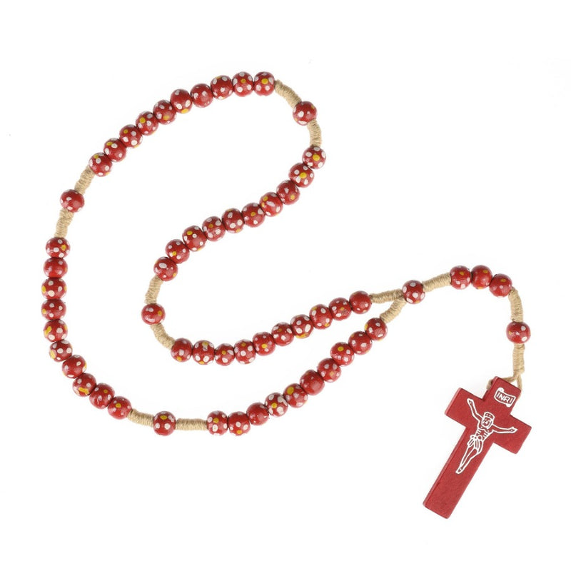 Children's rosary in red wood