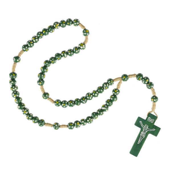 Children's rosary in green wood