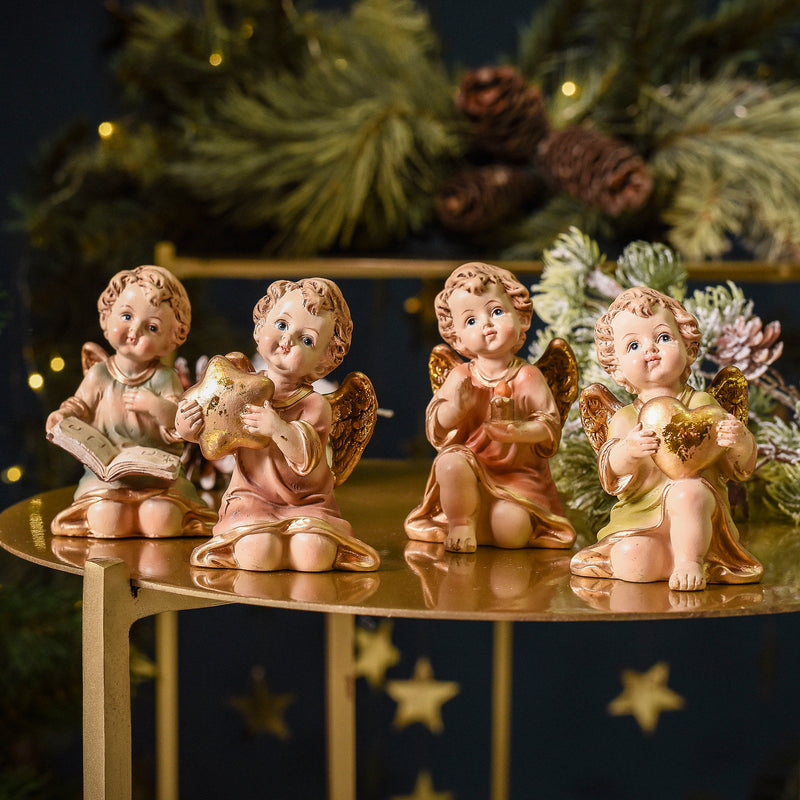 Christmas angels figurines in hand-painted resin