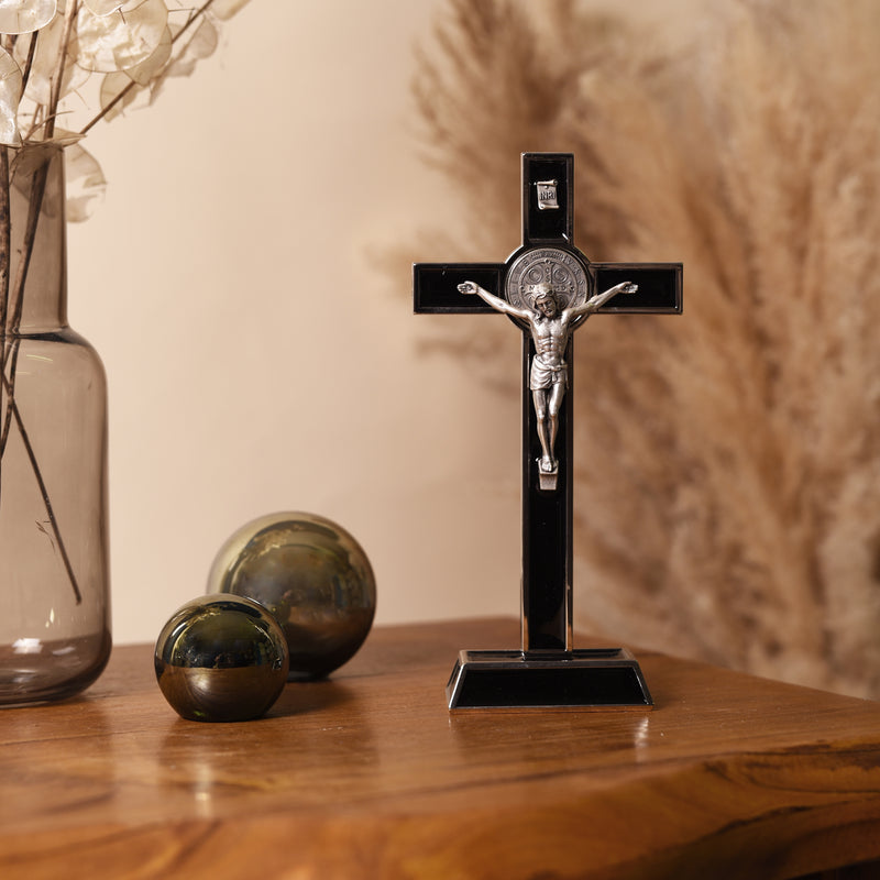 St. Benedict medal crucifix in black metal