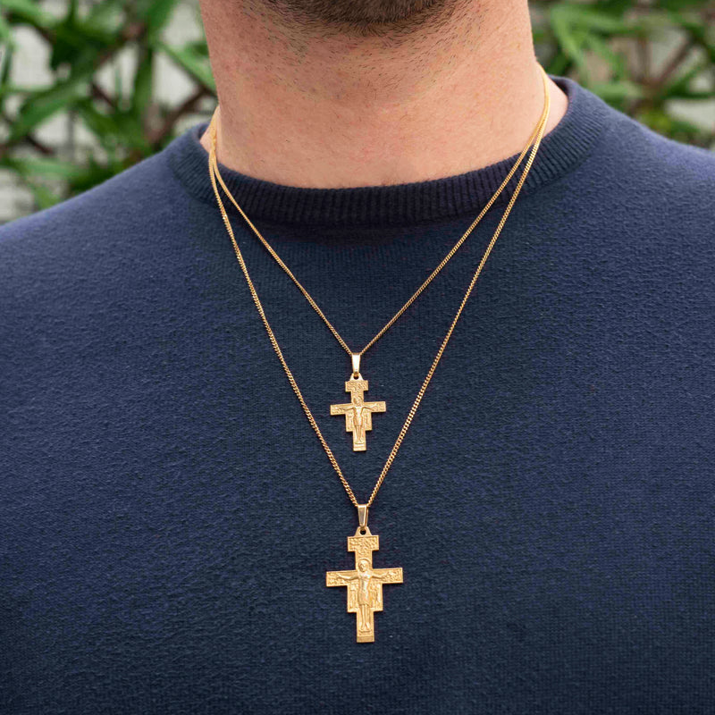 St. Damian cross pendant in 18K gold