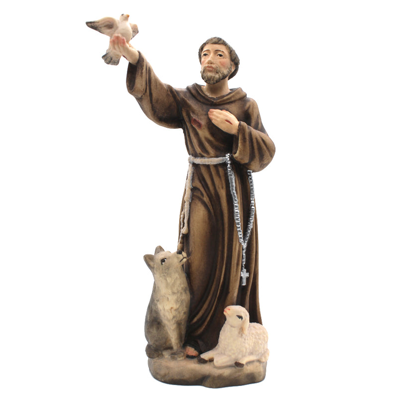 St. Francis of Assisi statue in hand-carved wood