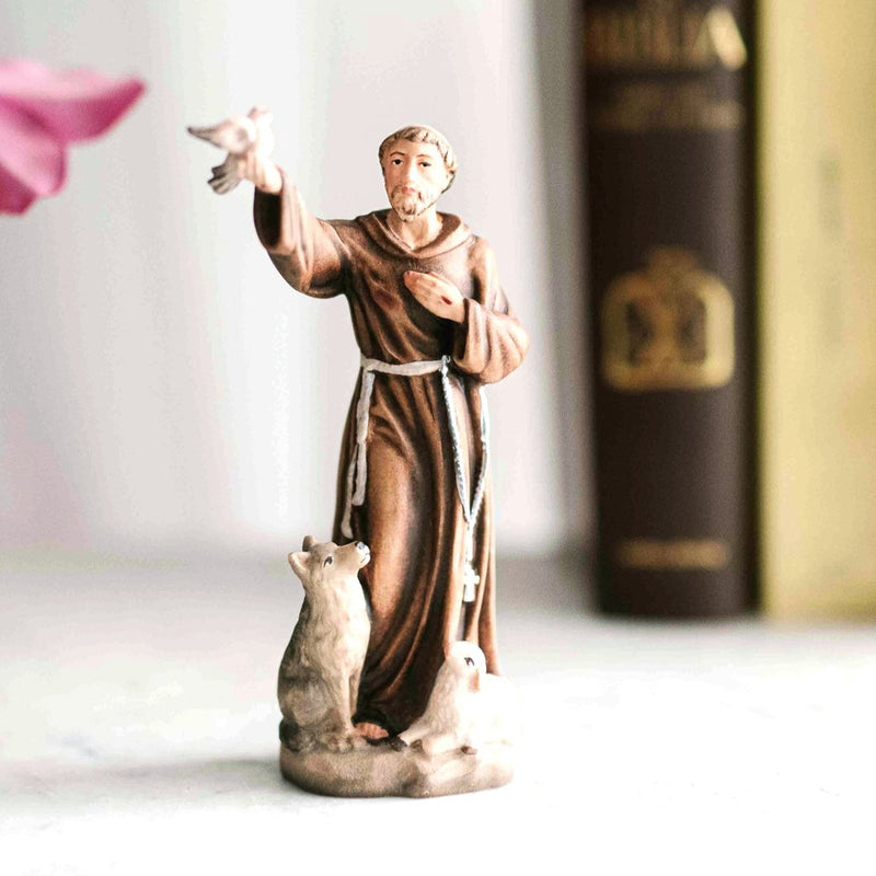 St Francis Statue in Hand-carved Wood