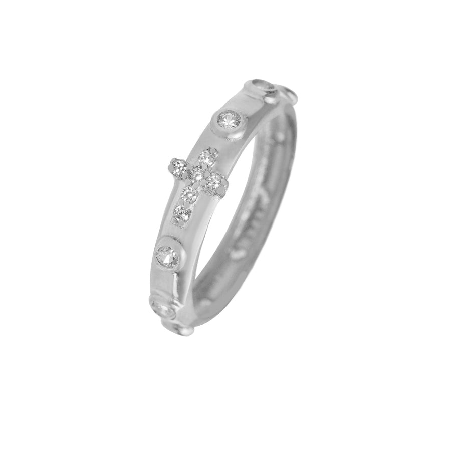 St. Benedict Rosary Ring in silver oxidized metal 21 mm