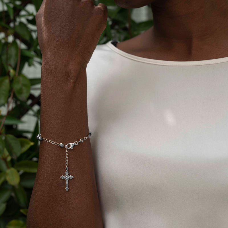 Crucifix charm rosary bracelet