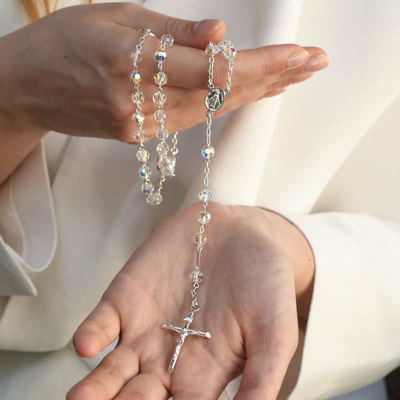 Swarovski crystal beads rosary with silver binding
