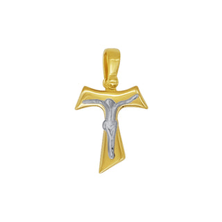 Bicolor Silver Tau Crucifix Pendant