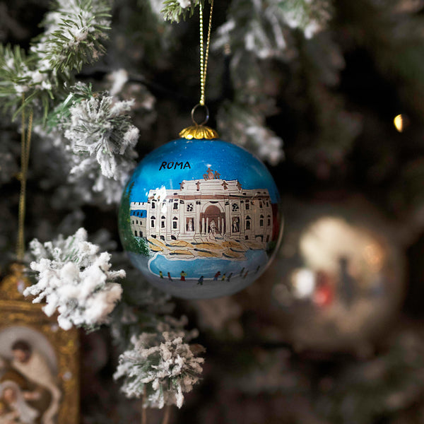Trevi Fountain Christmas Tree Ornament in Glass