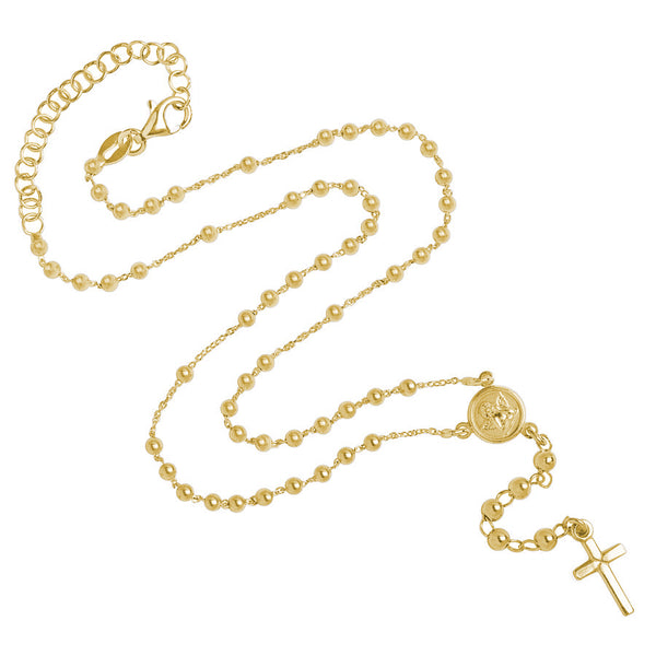 baby rosary necklace in golden silver